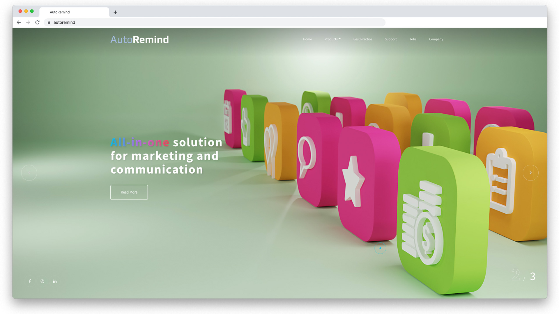 Billede af Autoreminds website